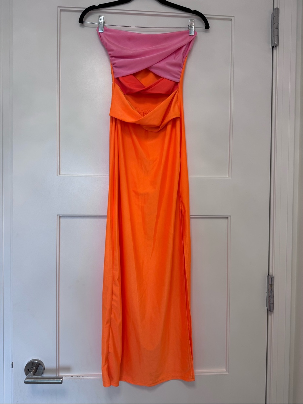 Strapless Pink and Orange Maxi Dress